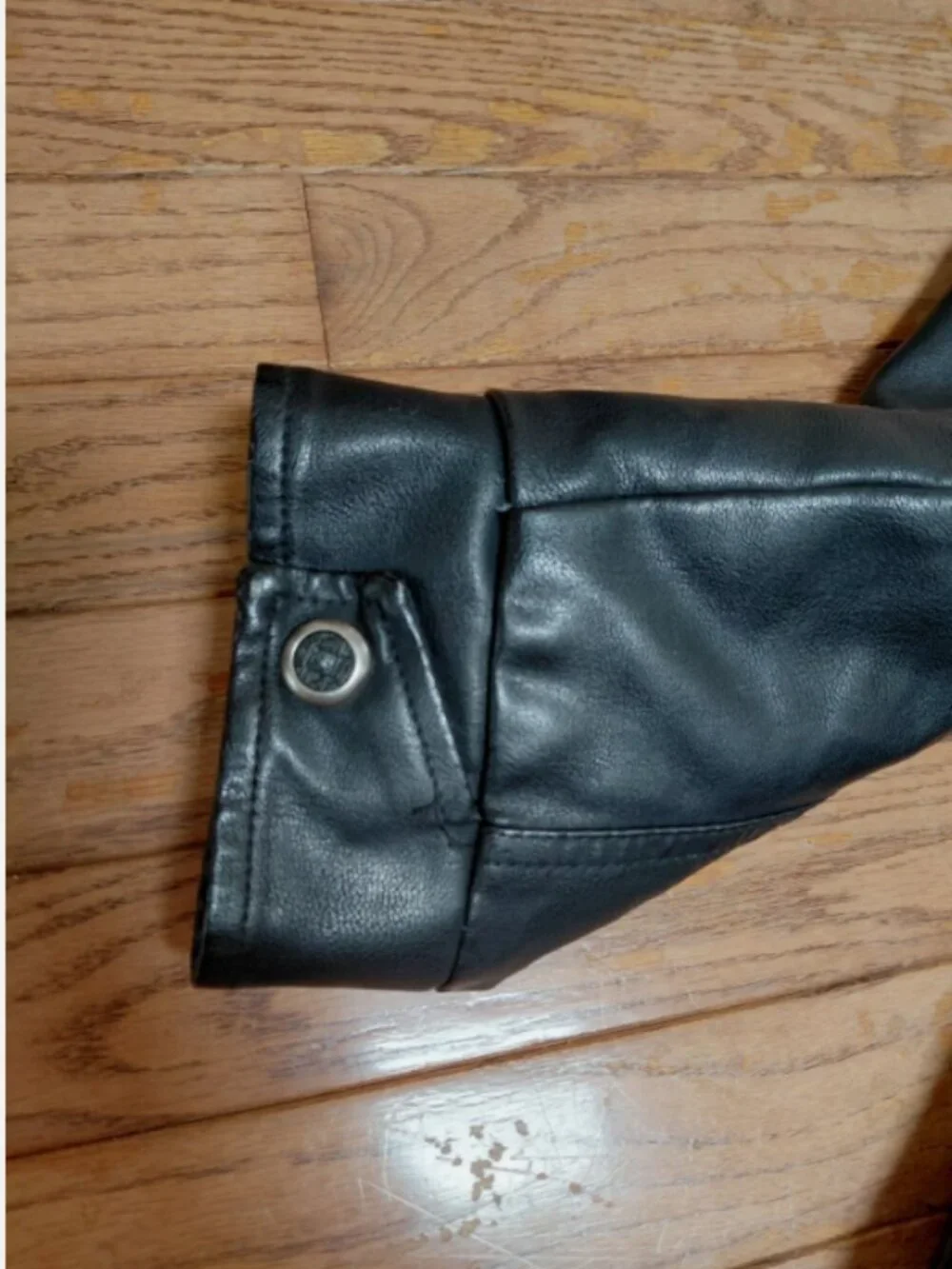 black faux leather cropped jacket